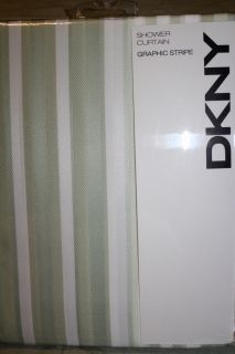 DKNY Graphic Stripe Shower Curtain Brand New Sage Color