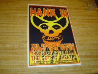 Hank III Concert Poster Excellent Misfits Hank Williams III L K