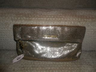 Victorias Secret Gold Glitter Clutch Makeup Cosmetic Bag with Mirror