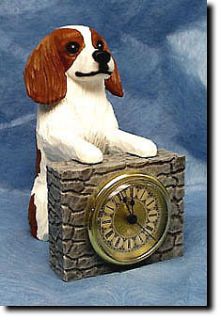 Cavalier King Charles Wood Carved Shelf Mantle Clock. Home Decor Dog