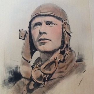  Etching / Print Hand Colored Charles Lindbergh Not SignedArtist
