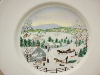 Grandma Moses Collectors Plate Out for the Christmas Tree Anna Mary