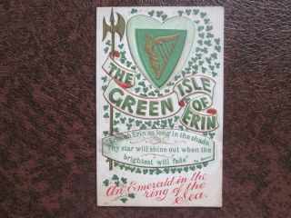   postcard ST PATRICKS DAY Harp The Green Isle of Erin Ireland 1911