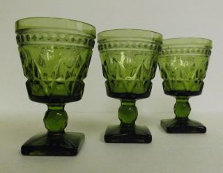 Vintage 1960s Indiana Green Glass Colony Park Lane Water Wine Goblet