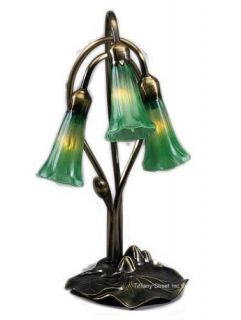Green Lily Pond 3 Light Tiffany Style Glass Table Lamp