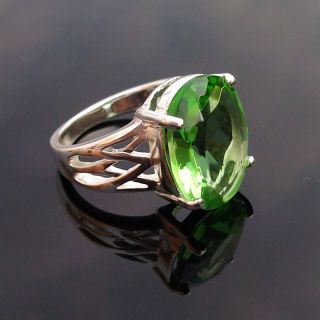  Ring Jewelry Silver Green Quartz Silver Gemstone Ring Size 7