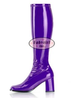 GoGo 300 Stretch Patent Go Go Boots in Purple 9