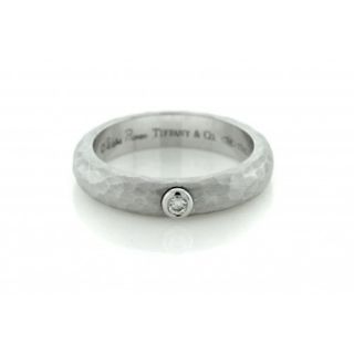  Tiffany & Co Paloma Picasso 18K White Gold Hammered Diamond Band Ring