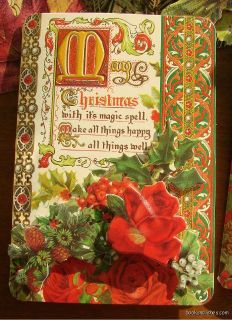  Studio Die Cut Christmas Roses Floral Greeting Cards Victorian