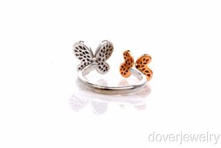 Estate Diamond 14k Gold Double Butterfly Band Ring