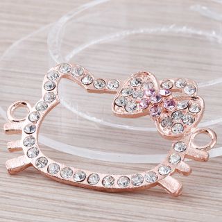  100Pc Rose Gold Hello Kitty Crystal Bracelet Connector Charms Findings