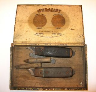Medalist Gold Medal 1903 Cigar Box w 2 B G Co Tobacco Cutters