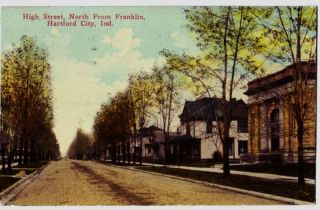 1916 Hartford City Indiana Ind Postcard High St Homes
