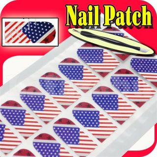 16 x Nail Patch Foil Stickers Press Tool US Flag 82