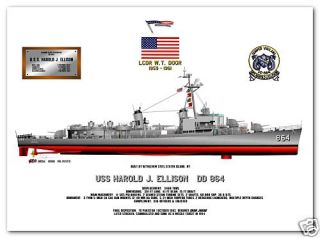 USS Harold J Ellison DD 864 A US Navy Destroyer Print