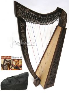 KNOTWORK ENGRAVED 22 STRINGS HEATHER HARP w/ CASE & 2 FREE PLAY BOOKS