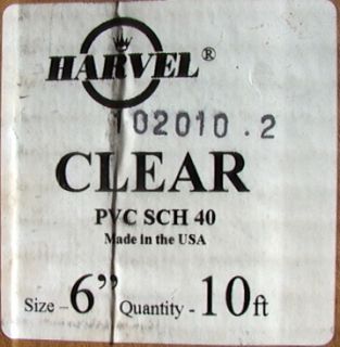 100 6 Diameter Clear PVC Pipe Harvel Schedule 40 See Whats Movig in