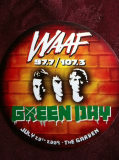 Green Day Tour promo sticker WAAF th Boston Garden July 20th 2009