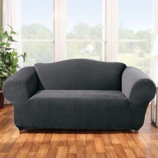 Sure Fit Stretch Leather Two Piece Sofa Slipcover in Ebony (T Cushion