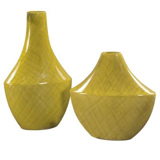 Howard Elliott Crosshatch Detail Ceramic 11 and 12 Tall Vase in