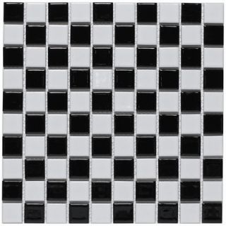 EliteTile Checker 11 1/2 x 11 1/2 Porcelain Mosaic in White and