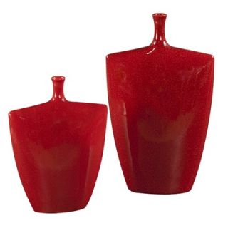 Howard Elliott 13   18 Tall Mottled Scarlet Ceramic Vase in Red