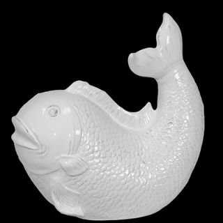 Urban Trends 13.5 White Ceramic Fish Statue