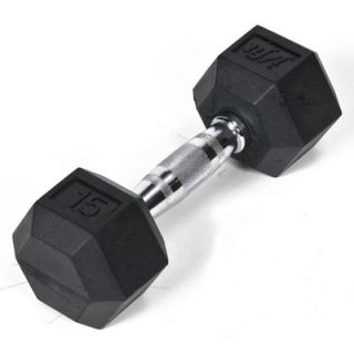 Fit 15 lbs Rubber Coated Hex Dumbbell
