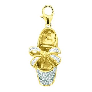 EZ Charms 14K Yellow Gold Diamond Ballet Slipper Charm