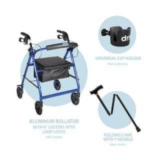 Drive Medical Deluxe Clever Lite Rollator Walker with Casters   102