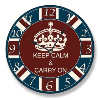 Stupell Industries Round Keep Calm and Carry On Wall Clock   CL 23