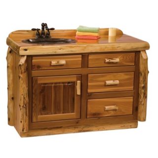 Fireside Lodge Traditional Cedar Log 48 Bathroom Sink Vanity   3304