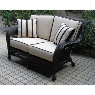 The Outdoor GreatRoom Company Ebony and Ivory Wicker Loveseat with