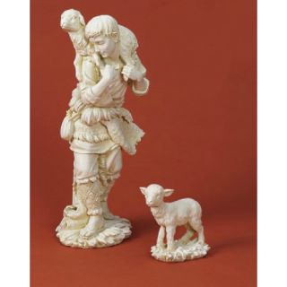 23.75 Two Piece Shepherd and Lamb Figurine Set