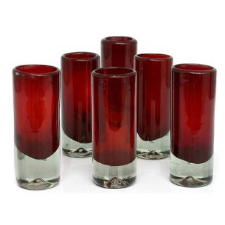 Novica Shot Glass in Ruby Red (Set of 6)