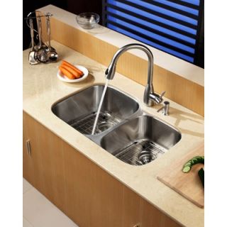 Kraus Stainless Steel Undermount 32 Double Bowl Kitchen Sink with