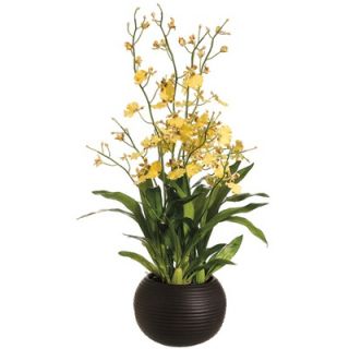 Tori Home 29 Dancing Orchid with Sphere Vase in Yellow   LHO463 YE