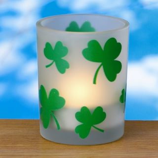 Biedermann and Sons Glass Frosted Shamrock Votive Candle Holder