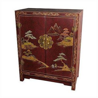 Oriental Furniture Japanese Red Crackle Lacquer Cabinet   LCQ 38 RC