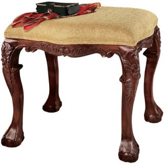 Design Toscano French Baroque Honey Upholstered Medium Bench