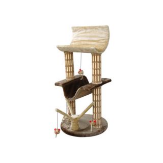 42 Multi Level Lounger Bamboo Post Cat Tree in Brown/Beige
