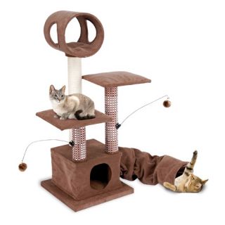 Penn Plax 42 Multi Level Lounger Bamboo Post Cat Tree in Brown/Beige