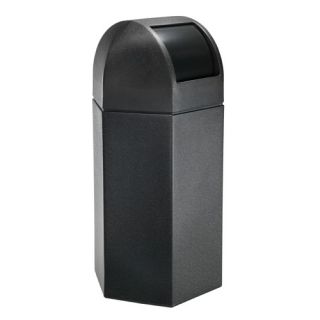 50 Gallon Hex Waste Container with Dome Lid in Black