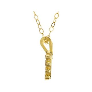 Jewelryweb 14k Yellow Gold Youth CZ Heart Necklace With 15 Chain 8