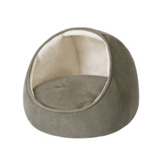 Soft Touch Faux Suede Hooded Snuggler Cat Bed with Cushion in Sage