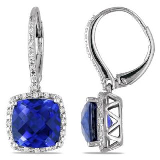 Amour Cushion Cut Diamonds and Blue Sapphire Hoop Earrings   FC0V64