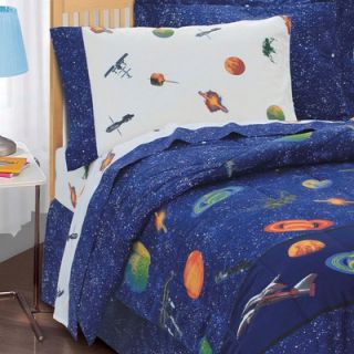 Boys Blue Outer Space Satellites 6 Piece Twin Comforter Set