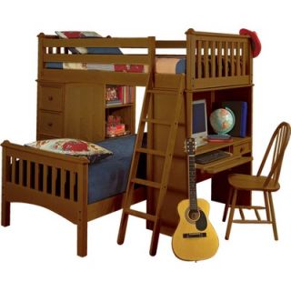 Bolton Furniture Mission Twin over Twin L Shaped Bunk Bed with Desk