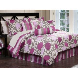 PEM America Blossom Vine Stripe Comforter Set in Lavender   CS77337
