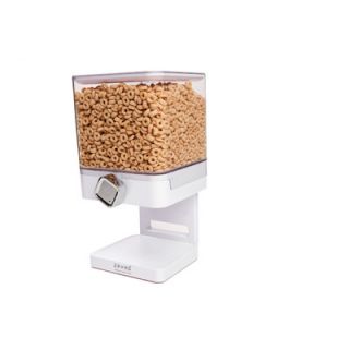 Zevro Single Compact Cereal Dispenser in White with chrome knob